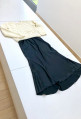 Long skirt SAHI in black satin
