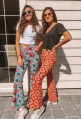 Flare pants HERMINE red with yellow patterns